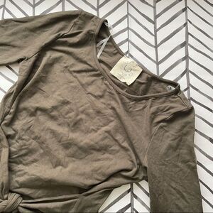 Fantastic Fawn Olive Green Front Tie Long Sleeve Dress